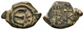 JUSTIN II (565-578). Pentanummium. Kyzikos. AE 
2.50g 17mm