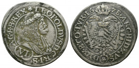 Austria 1678 Leopold I AR 6 Kreuzers
3.05g 26mm