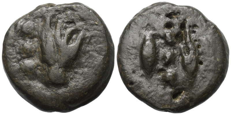 Latium. Rom.

 Bronze (Quadrans). Ca. 241 - 235 v. Chr.
Vs: Hand, im Feld lin...