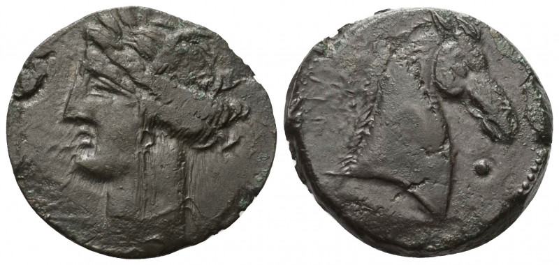 Sizilien. Sikulo-punische Prägungen.

 Bronze. Ca. 260 - 240 v. Chr.
Vs: Kopf...