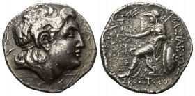 Thrakisch-Skythische Dynasten. Skostokos II. (ca. 285 - 281 v. Chr.).

 Tetradrachme (Silber).
Prägung im Namen Lysimachos.

Vs: Kopf des vergött...