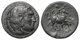 Königreich Makedonien. Philippos III. Arrhidaios (323 - 317 v. Chr.).

 Bronze. Pella.
Vs: Kopf des jugendlichen Herakles mit Löwenfell rechts.
Rs...