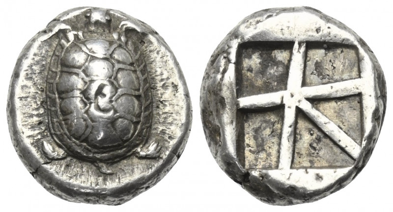 Inseln vor Attika. Aigina.

 Stater (Silber). Ca. 445 - 430 v. Chr.
Vs: Lands...