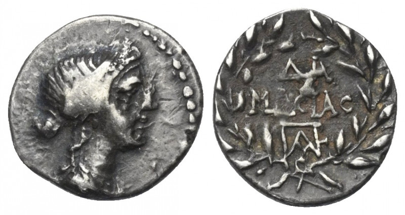 Achaia. Patrai.

 Hemidrachme (Silber). Ca. 35 - 31 v. Chr.
Vs: Kopf der Aphr...