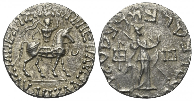 Indo-Skytische Könige. Azes (58 - 12 v. Chr.).

 Tetradrachme (Silber). Ungesi...