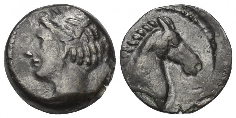Zeugitania. Karthago.

 Bronze. Ca. 300 - 264 v. Chr.
Vs: Kopf der Tanit mit ...