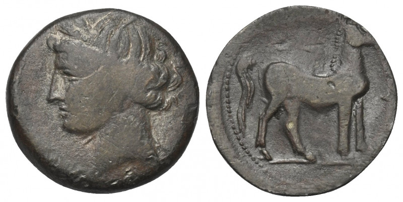 Zeugitania. Karthago.

 Bronze. Ca. 264 - 241 v. Chr.
Vs: Kopf der Tanit mit ...