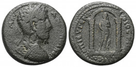Lydien. Philadelphia (Neokaisareia). Marcus Aurelius (161 - 180 n. Chr.).

 Bronze.
Vs: Büste mit Lorbeerkranz und Panzer rechts; Gegenstempel mit ...