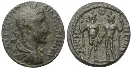 Phrygien. Akmoneia. Gallienus (253 - 268 n. Chr.).

 Bronze.
Vs: Büste mit Lorbeerkranz, Paludament und Panzer rechts.
Rs: Die Dioskuren mit Szept...