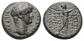 Phrygien. Apameia. Nero (54 - 68 n. Chr.).

 Bronze. 60 n. Chr. (M. Vettius Nigrus).
Vs: Kopf rechts.
Rs: Marsyas, die Doppelflöte spielend, nach ...