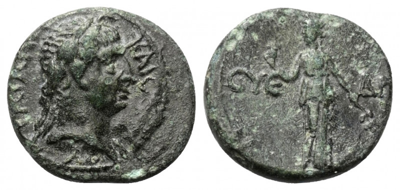 Kilikien. Syedra. Traianus (98 - 117 n. Chr.).

 Bronze.
Vs: Kopf mit Lorbeer...
