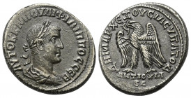 Seleukis und Pierien. Antiochia am Orontes. Philippus II. (247 - 249 n. Chr.).

 Tetradrachme (Billon). 248 - 249 n. Chr.
Vs: Büste in Rückansicht ...