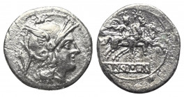 Anonyme Prägungen.

 Quinar (Silber). 211 - 208 v. Chr. Münzstätte auf Sizilien.
Vs: Kopf der Roma mit geflügeltem Helm rechts, dahinter Wertzeiche...