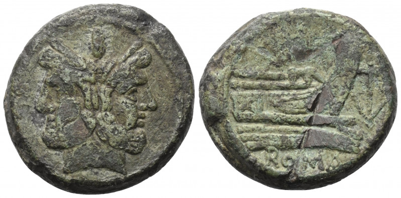 Anonyme Prägungen.

 As. 209 - 208 v. Chr. Rom.
Vs: Belorbeerter Doppelkopf d...