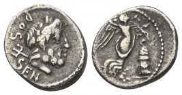 L. Rubrius Dossenus.

 Quinar (Silber). 87 v. Chr. Rom.
Vs: DOSSEN. Kopf des Neptun mit Lorbeerkranz rechts, dahinter Dreizack.
Rs: L RVBRI. Victo...