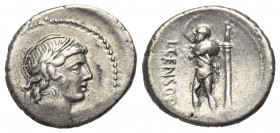 L. Censorinus.

 Denar (Silber). 82 v. Chr. Rom.
Vs: Kopf des Apollo mit Lorbeerkranz rechts.
Rs: L CENSOR. Marsyas mit erhobener Rechter und gesc...