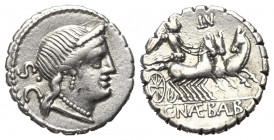 C. Naevius Balbus.

 Denar (Silber). 79 v. Chr. Rom.
Vs: Kopf der Venus mit Diadem rechts, dahinter S C; im Feld rechts Kontrollzeichen.
Rs: C NAE...