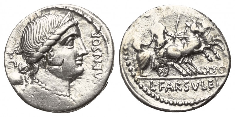 L. Farsuleius Mensor.

 Denar (Silber). 75 v. Chr. Rom.
Vs: MENSOR - S C. Büs...
