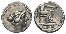 M. Porcius Cato.

 Denar (Silber). 47 - 46 v. Chr. Münzstätte in Nordafrika.
Vs: M. CATO. PRO. PR. Kopf der Roma rechts.
Rs: VICTRIX. Victoria sit...