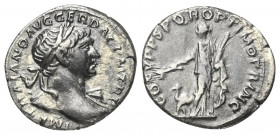 Traianus (98 - 117 n. Chr.).

 Denar (Silber). 103 - 111 n. Chr. Rom.
Vs: IMP TRAIANO AVG GER DAC P M TR P. Büste mit Lorbeerkranz und Drapierung r...