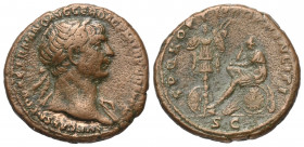 Traianus (98 - 117 n. Chr.).

 Sesterz. 108 - 110 n. Chr. Rom.
Vs.: IMP CAES NERVAE TRAIANO AVG GER DAC PM TR P COS V PP, Büste mit Lorbeerkranz un...