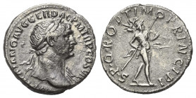 Traianus (98 - 117 n. Chr.).

 Denar (Silber). 113 - 114 n. Chr. Rom.
Vs: IMP TRAIANO AVG GER DAC P M TR P COS VI P P. Büste mit Lorbeerkranz und P...
