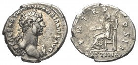Hadrianus (117 - 138 n. Chr.).

 Denar (Silber). 118 n. Chr. Rom.
Vs: IMP CAESAR TRAIAN HADRIANVS AVG. Büste mit Lorbeerkranz und Drapierung rechts...