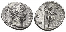 Hadrianus (117 - 138 n. Chr.).

 Denar (Silber). 125 - 128 n. Chr. Rom.
Vs: HADRIANVS AVGVSTVS. Büste mit Lorbeerkranz und Drapierung rechts.
Rs: ...
