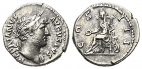 Hadrianus (117 - 138 n. Chr.).

 Denar (Silber). 125 - 128 n. Chr. Rom.
Vs: HADRIANVS AVGVSTVS. Büste mit Lorbeerkranz und Drapierung rechts.
Rs: ...