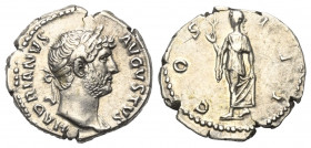 Hadrianus (117 - 138 n. Chr.).

 Denar (Silber). 125 - 128 n. Chr. Rom.
Vs: HADRIANVS AVGVSTVS. Büste mit Lorbeerkranz und Drapierung rechts.
Rs: ...