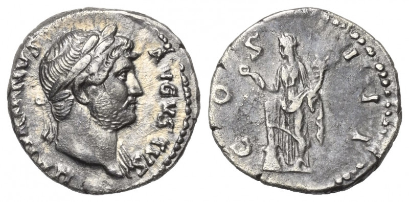 Hadrianus (117 - 138 n. Chr.).

 Denar (Silber). 127 n. Chr. Rom.
Vs: HADRIAN...