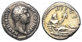 Hadrianus (117 - 138 n. Chr.).

 Denar (Silber). 136 n. Chr. Rom.
Vs: HADRIANVS AVG COS III P P. Kopf mit Lorbeerkranz rechts.
Rs: NILVS. Nilus, a...