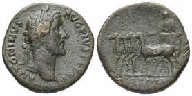 Antoninus Pius (138 - 161 n. Chr.).

 Sesterz. 145 - 161 n. Chr. Rom.
Vs: ANTONINVS AVG PIVS P P TR P. Kopf mit Lorbeerkranz rechts.
Rs: COS IIII ...