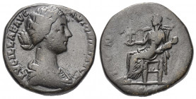 Lucilla (gest. 181 n. Chr.).

 Sesterz. 164 - 168 n. Chr. Rom.
Vs: LVCILLAE AVG ANTONINI AVG F. Drapierte Büste rechts.
Rs: IVNONI LVCINAE. Im Fel...
