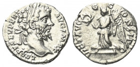 Septimius Severus (193 - 211 n. Chr.).

 Denar (Silber). 197 - 198 n. Chr. Rom.
Vs: L SEPT SEV PERT AVG IMP X. Kopf mit Lorbeerkranz rechts.
Rs: V...