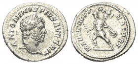 Caracalla (197 - 217 n. Chr.).

 Denar (Silber). 213 n. Chr. Rom.
Vs: ANTONINVS PIVS AVG BRIT. Kopf mit Lorbeerkranz rechts.
Rs: MARTI PROPVGNATOR...
