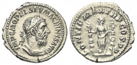 Macrinus (217 - 218 n. Chr.).

 Denar (Silber). 217 - 218 n. Chr. Rom.
Vs: IMP C M OPEL SEV MACRINVS AVG. Büste mit Lorbeerkranz und Panzer rechts....