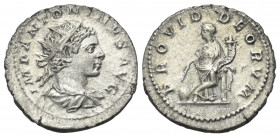 Elagabalus (218 - 222 n. Chr.).

 Antoninian (Silber). 219 - 220 n. Chr. Rom.
Vs: IMP ANTONINVS AVG. Büste mit Strahlenkrone, Paludament und Panzer...
