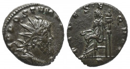 Postumus (260 - 269 n. Chr.).

 Antoninian (Kupfer). 267 n. Chr. Mailand.
Aureolus für Postumus.
Vs: IMP POSTVMVS [AVG]. Gepanzerte und drapierte ...