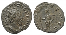 Tetricus I. (271 - 274 n. Chr.).

 Antoninian. 271 - 274 n. Chr. Köln oder Treveri.
Vs: IMP TETRICVS P F AVG. Büste mit Strahlenkrone und Panzer re...