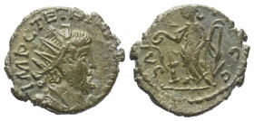 Tetricus I. (271 - 274 n. Chr.).

 Antoninian. 274 n. Chr. Treveri.
Vs: IMP C TETRICVS P F AVG. Büste mit Strahlenkrone und Panzer rechts.
Rs: SAL...
