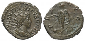 Tetricus I. (271 - 274 n. Chr.).

 Antoninian. 274 n. Chr. Treveri.
Vs: C PIV ESV TETRICUS CAES. Büste mit Strahlenkrone und Drapierung rechts.
Rs...