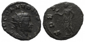 Claudius II. Gothicus (268 - 270 n. Chr.).

 Antoninian (Billon). 268 - 270 n. Chr. Rom.
Vs: IMP C CLAVDIVS AVG. Büste mit Strahlenkrone und Panzer...