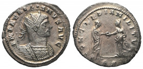 Aurelianus (270 - 275 n. Chr.).

 Antoninian. 274 - 275 n. Chr. Rom.
Vs: IMP C AVRELIANVS AVG. Büste mit Strahlenkrone und Panzer rechts.
Rs: CONC...
