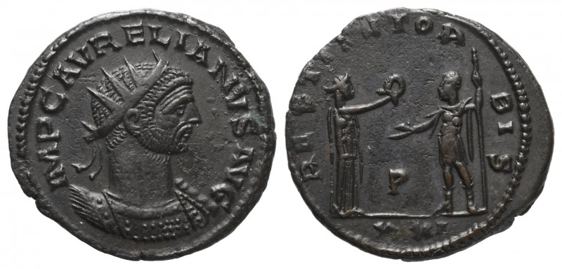 Aurelianus (270 - 275 n. Chr.).

 Antoninian. 274 n. Chr. Antiochia.
Vs: IMP ...