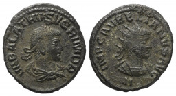 Vabalathus (272 n. Chr.).

 Antoninian. 270 - 272 n. Chr. Antiochia.
Vs: VABALATHVS V C R IM D R. Büste des Vabalathus mit Lorbeerkranz, Paludament...