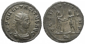 Tacitus (275 - 276 n. Chr.).

 Antoninian. 275 - 276 n. Chr. Ticinum.
Vs: IMP C M CL TACITVS AVG. Büste mit Strahlenkrone, Paludament und Panzer re...