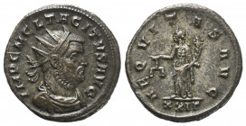 Tacitus (275 - 276 n. Chr.).

 Antoninian. 276 n. Chr. Rom.
Vs: IMP C M CL TACITVS AVG. Büste mit Strahlenkrone und Panzer rechts.
Rs: AEQVITAS AV...