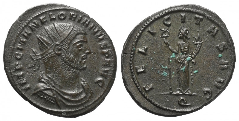 Florianus (276 n. Chr.).

 Antoninian. 276 n. Chr. Ticinum.
Vs: IMP C M ANN F...