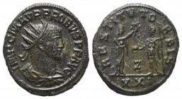 Probus (276 - 282 n. Chr.).

 Antoninian. 280 n. Chr. Antiochia.
Vs: IMP C M AVR PROBVS P F AVG. Büste mit Strahlenkrone und Paludament rechts.
Rs...